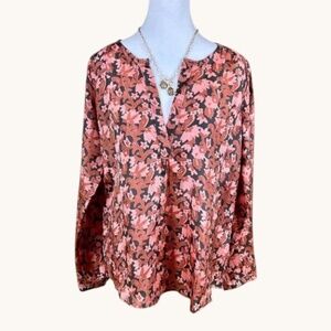 Calypso St. Barth Blouse Silk Floral Warm Colors (S)